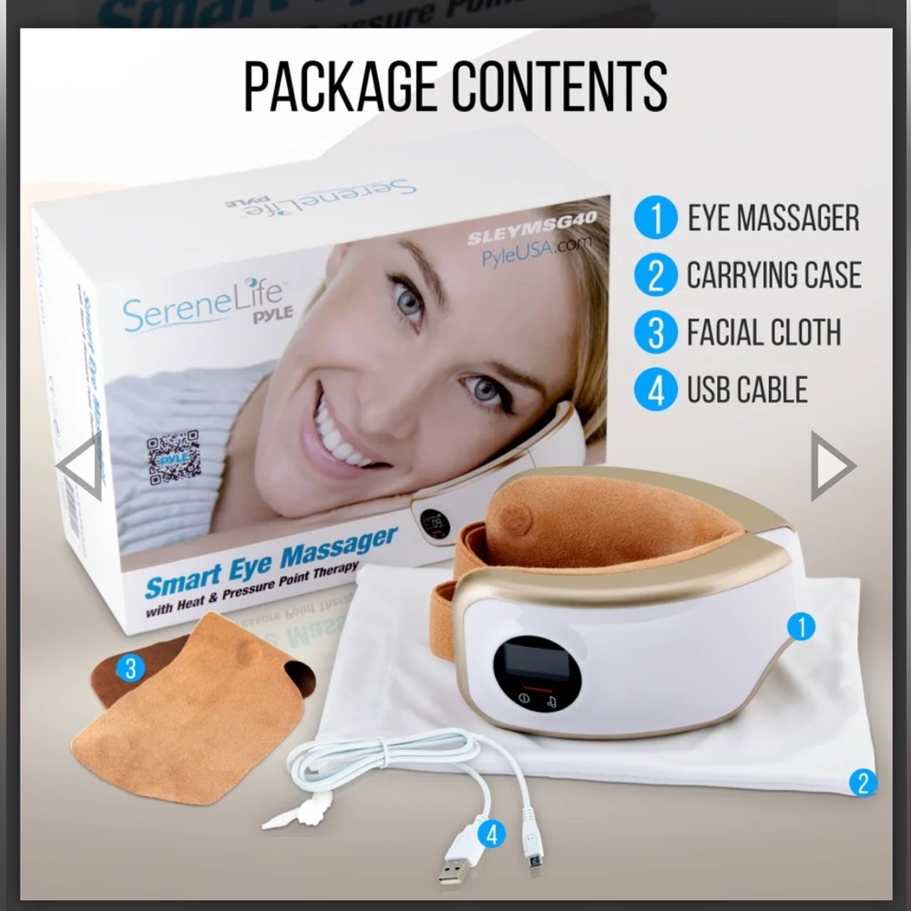 SereneLife Smart Eye Massager with Heat & Pressure Point Therapy Mask